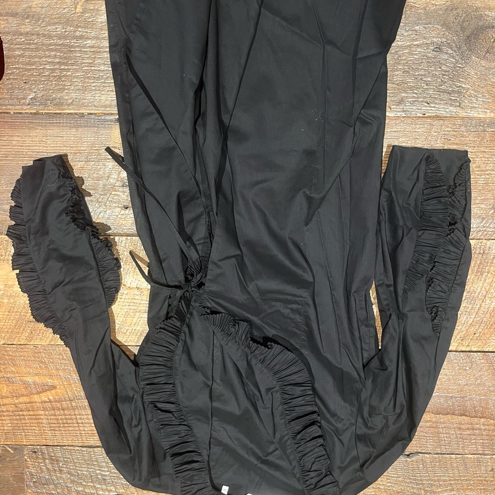 Black Ruffled Long Sleeve Top